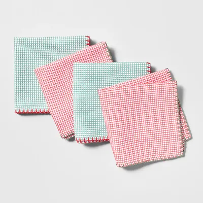 Sur La Table Christmas Assorted Waffle Dishcloths, Set of 4