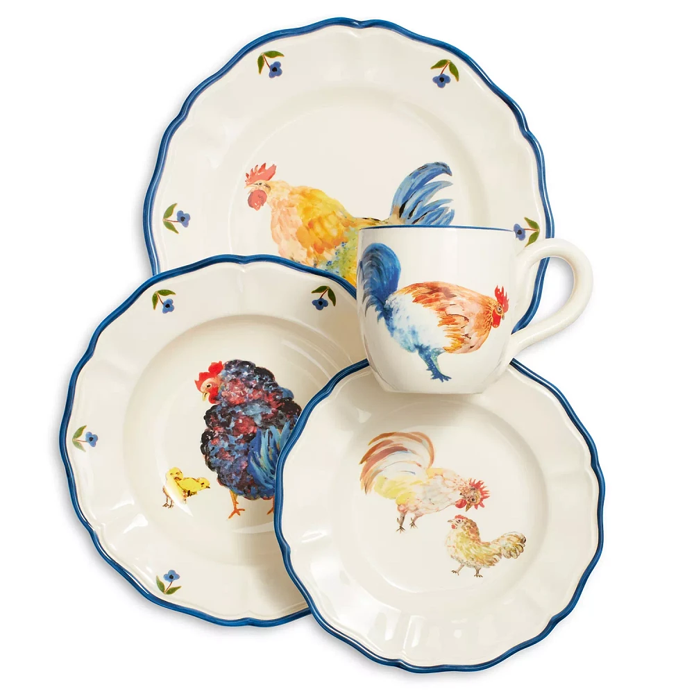 Sur La Table Jacques Pépin Collection 16-Piece Chickens Dinnerware Set