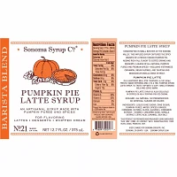 Sonoma Syrup Pumpkin Pie Latte Syrup