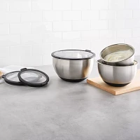 Sur La Table Stainless Steel Non-Skid Mixing Bowls with Lids, Set of 3 