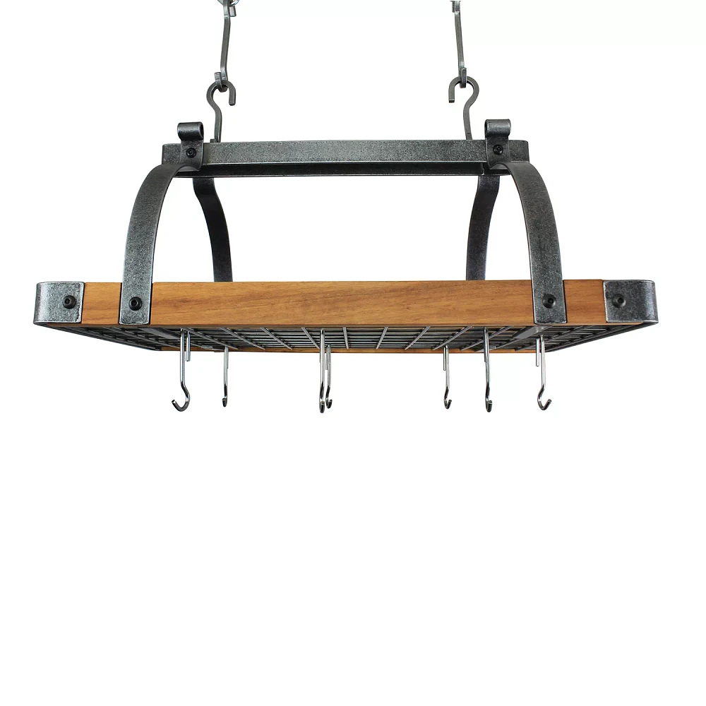 Enclume Hammered Steel & Tigerwood Signature Ceiling Pot Rack