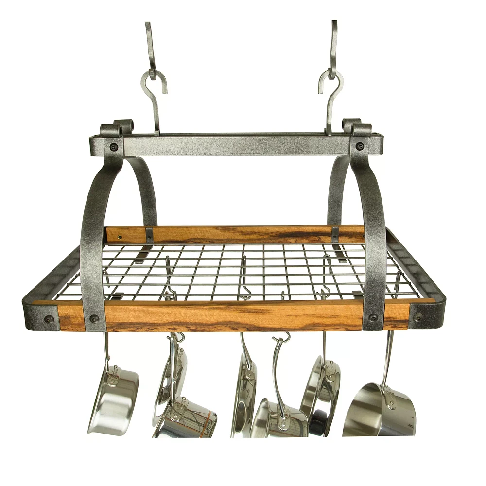 Enclume Hammered Steel & Tigerwood Signature Ceiling Pot Rack