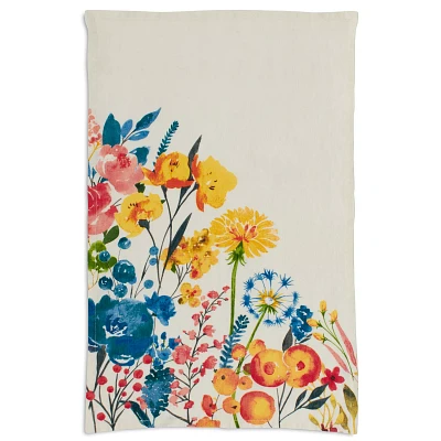 Sur La Table Multicolor Floral Linen Kitchen Towel