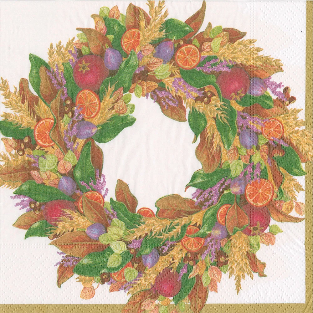 Autumn Wreath Cocktail Napkins, Set of 20