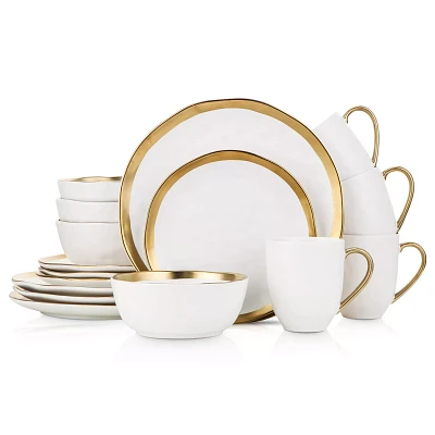 Stone Lain Florian Porcelain 16-Piece Round Dinnerware Set