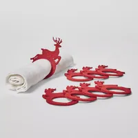 Sur La Table Winter Park Reindeer Napkin Rings, Set of 8