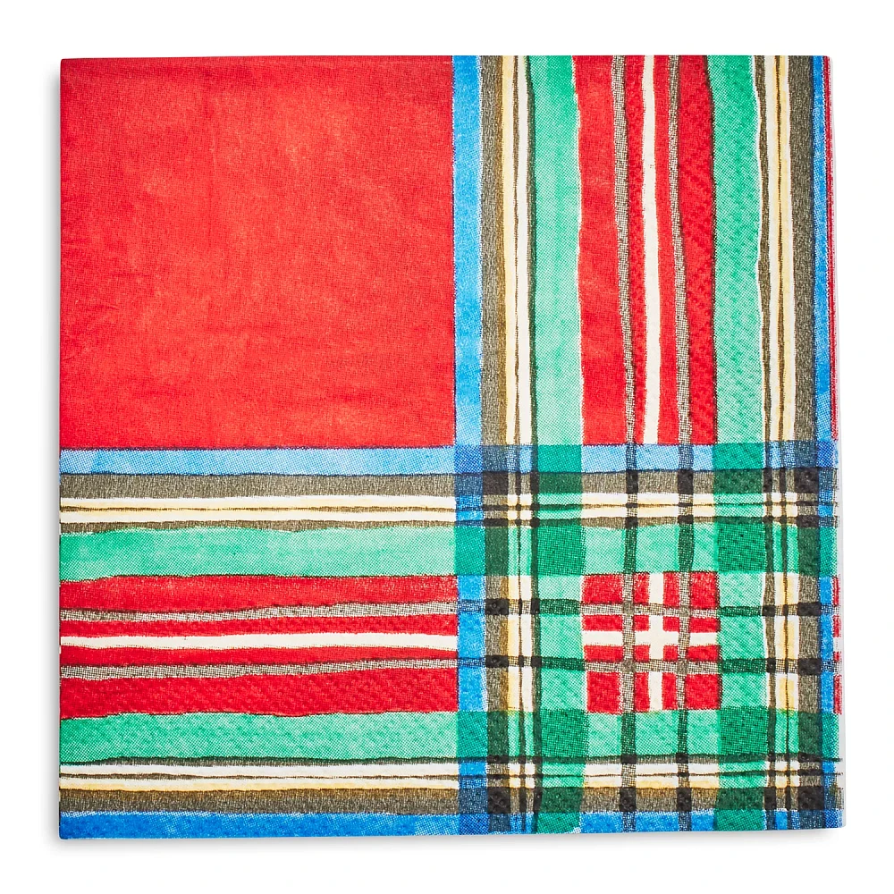 Sur La Table Christmas Plaid Paper Cocktail Napkins, Set of 20