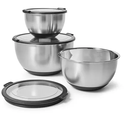 Sur La Table Stainless Steel Non-Skid Mixing Bowls with Lids