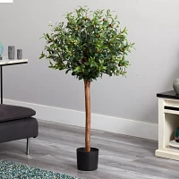 Nearly Natural Olive Topiary Silk Tree, 4'