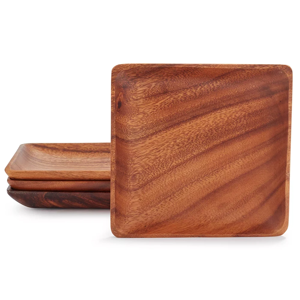 Sur La Table Acacia Wood Plates, Set of 4