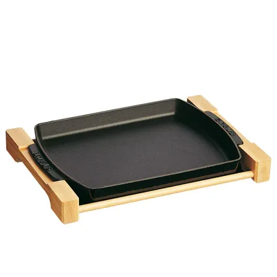 Staub Cast Iron Serving Dish with Wood Base