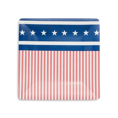 Sur La Table Fourth of July Flag Square Appetizer Plates, Set of 4