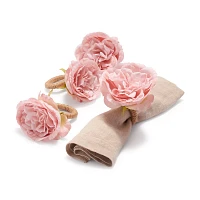 Sur La Table Pink Rose Napkin Rings, Set of 4