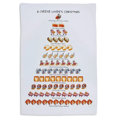 Sur La Table 12 Days “Cheese Lovers” Flour Sack Kitchen Towel, 26" x 18"