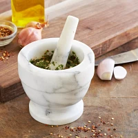 Sur La Table White Marble Mortar and Pestle in White