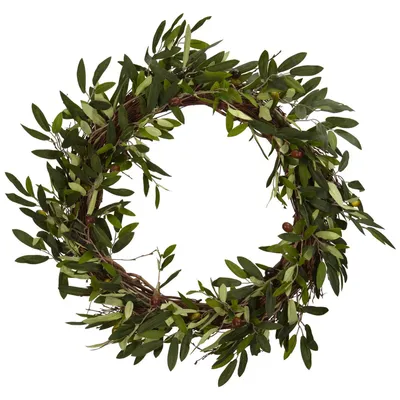 Nearly Natural Faux Olive Wreath