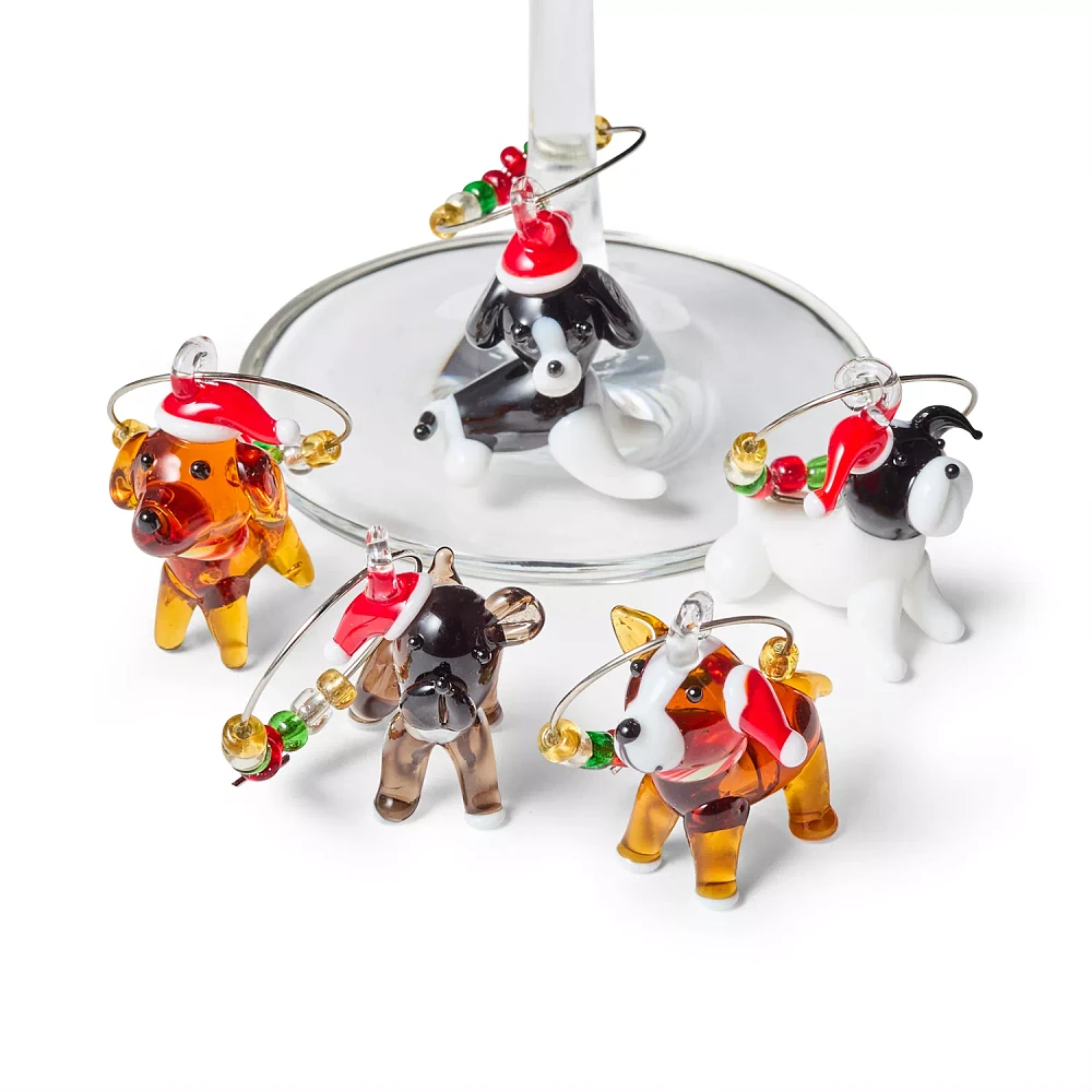 Sur La Table Christmas Dog Wine Charms, Set of 5