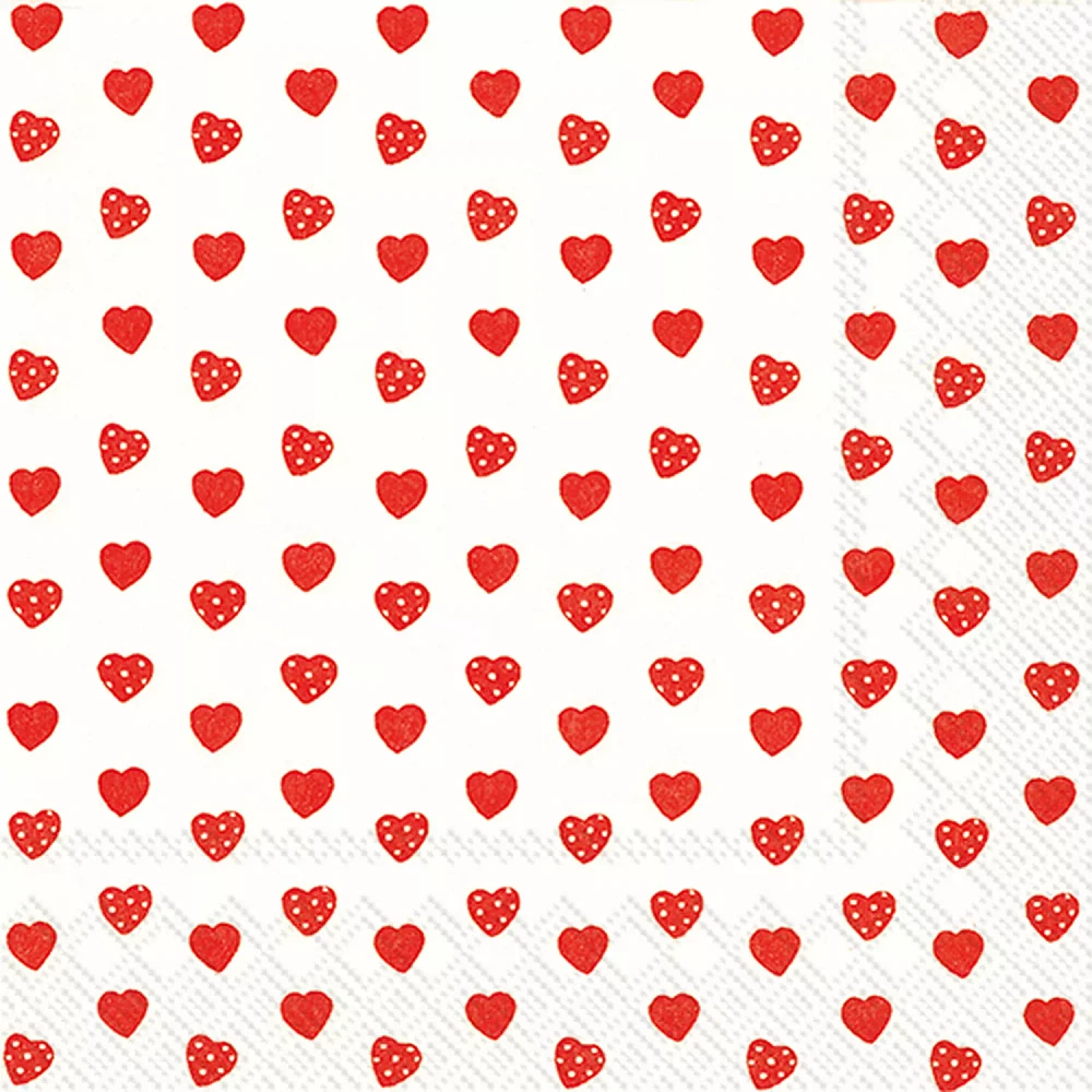 Red Hearts Paper Napkins, Set of 20