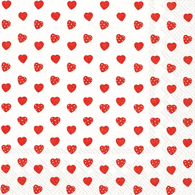 Red Hearts Paper Napkins, Set of 20