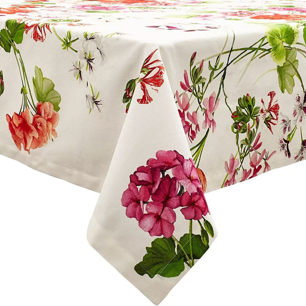 Sur La Table Red & Pink Floral Tablecloth, 67" x 67"