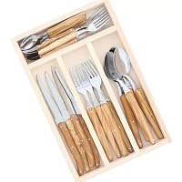 Dubost Olivewood Laguiole Flatware, Set of 20