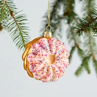 Sur La Table Pink Donut Glass Ornament, 2.3"