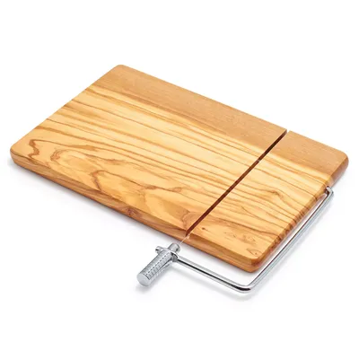Olivewood Cheese Board with Built-In Slicer