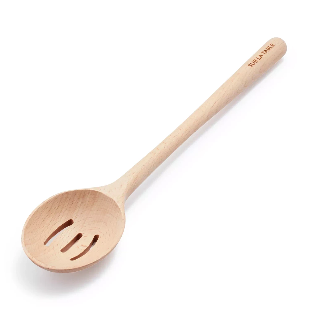 Sur La Table Beechwood Slotted Spoon, 14"