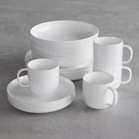 Fortessa Gourmet Essentials Bone China 16-Piece Coupe Dinnerware Set