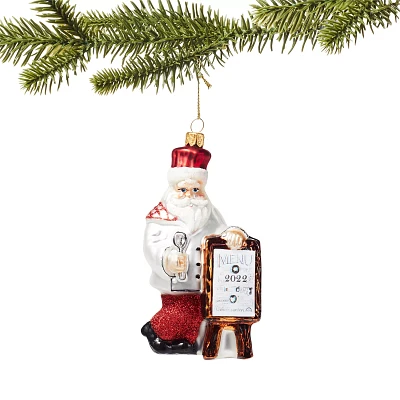 Chef Santa Glass Ornament