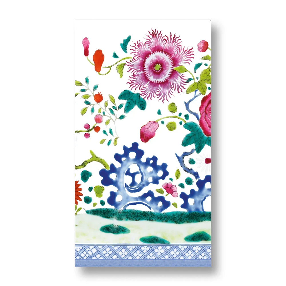 Caspari Floral Porcelain Guest Napkins, Set of 15