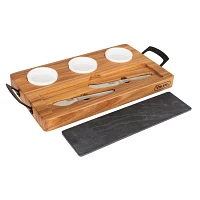 Viking Acacia and Slate Cheese Board, Set of 7