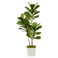  Nearly Natural UV-Resistant Fiddle Leaf Silk Tree, 5.5'