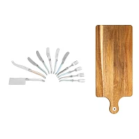 French Home Mother-of-Pearl Laguiole Charcuterie Set with Wood Serving Board