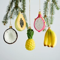 Sur La Table Fruit Glass Ornaments, Set of 5