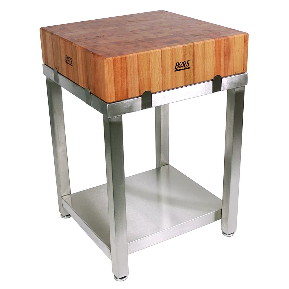 John Boos Cherry End-Grain Butcher Block, 24" x 24" x 35.5"