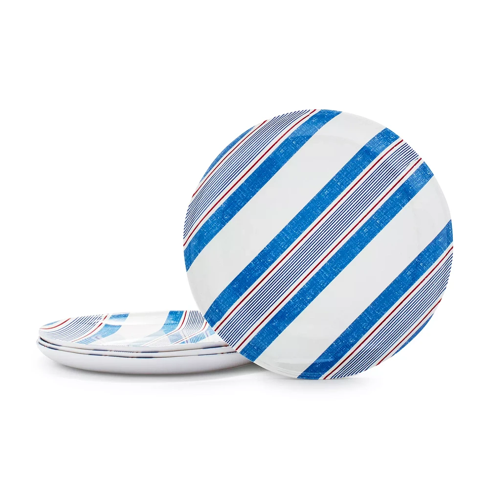 Sur La Table Pique-Nique Stripe Melamine Salad Plates, Set of 4