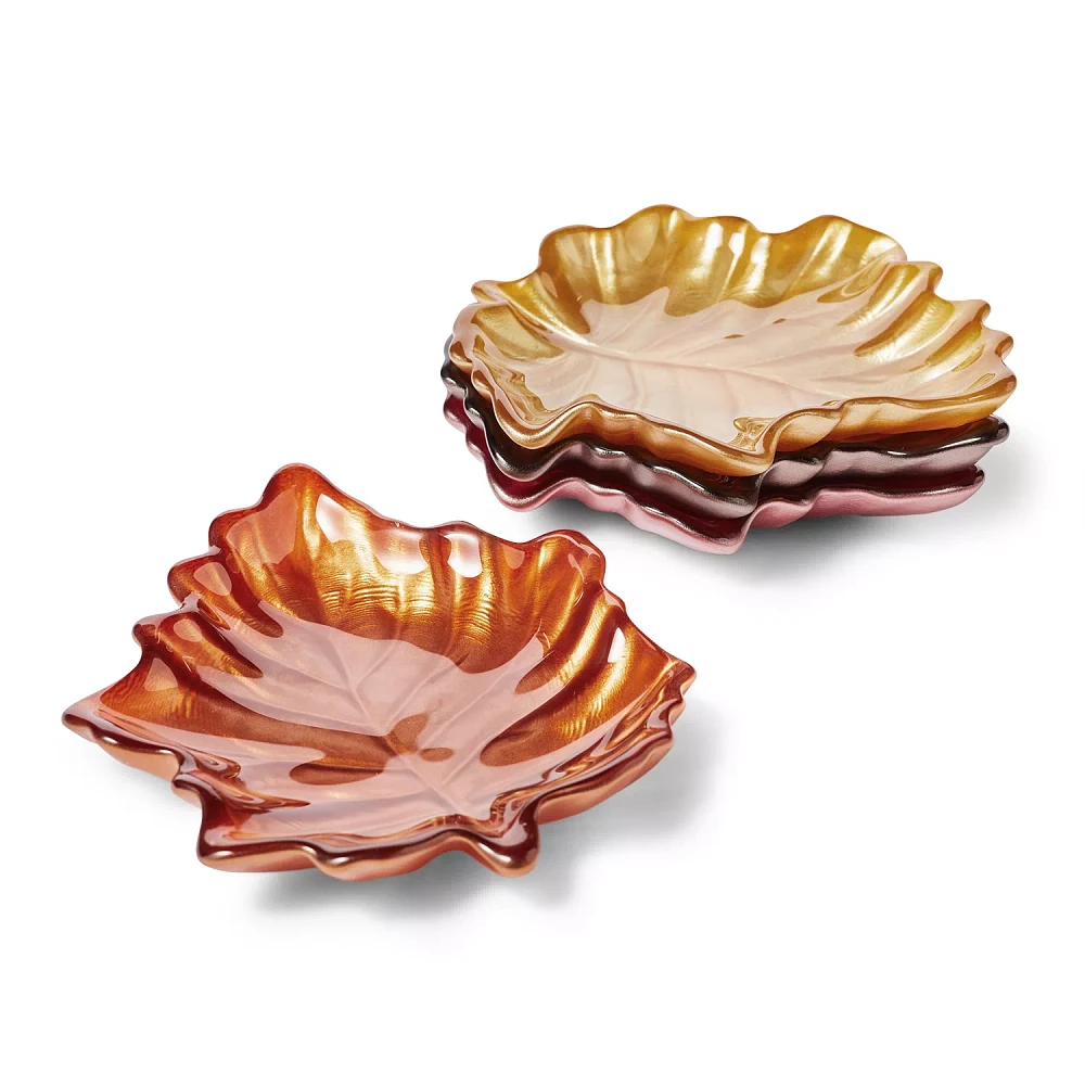 Sur La Table Glass Leaf Plates, Set of 4