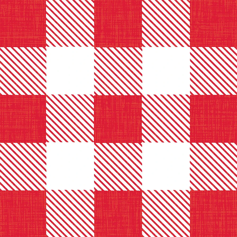 Red Gingham Paper Cocktail Napkins, Set of 20