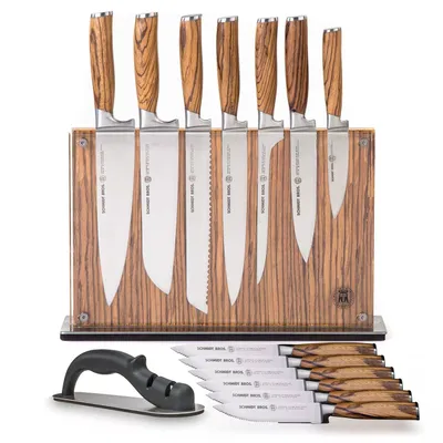 Schmidt Brothers Cutlery Zebra Wood -Piece Knife Block Set
