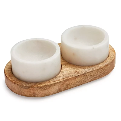 Sur La Table Marble and Wood 3-Piece Serving Set