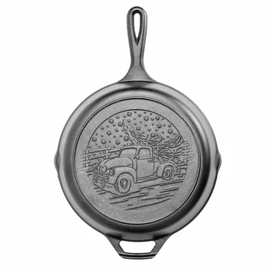 Lodge Cast Iron Skillet with Holiday Truck Design