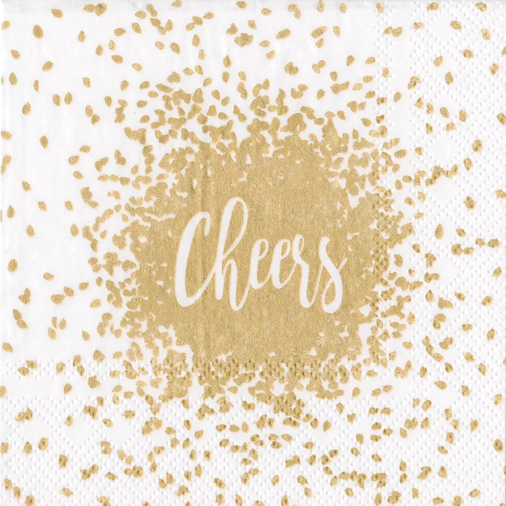 Gold Cheers Cocktail Napkins