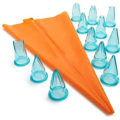 Fat Daddio’s 12-Piece Large Pastry Tip Set with Silicone Bag