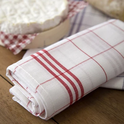 Tissage de L’Ouest Window Pane Red Towels, Set of 2