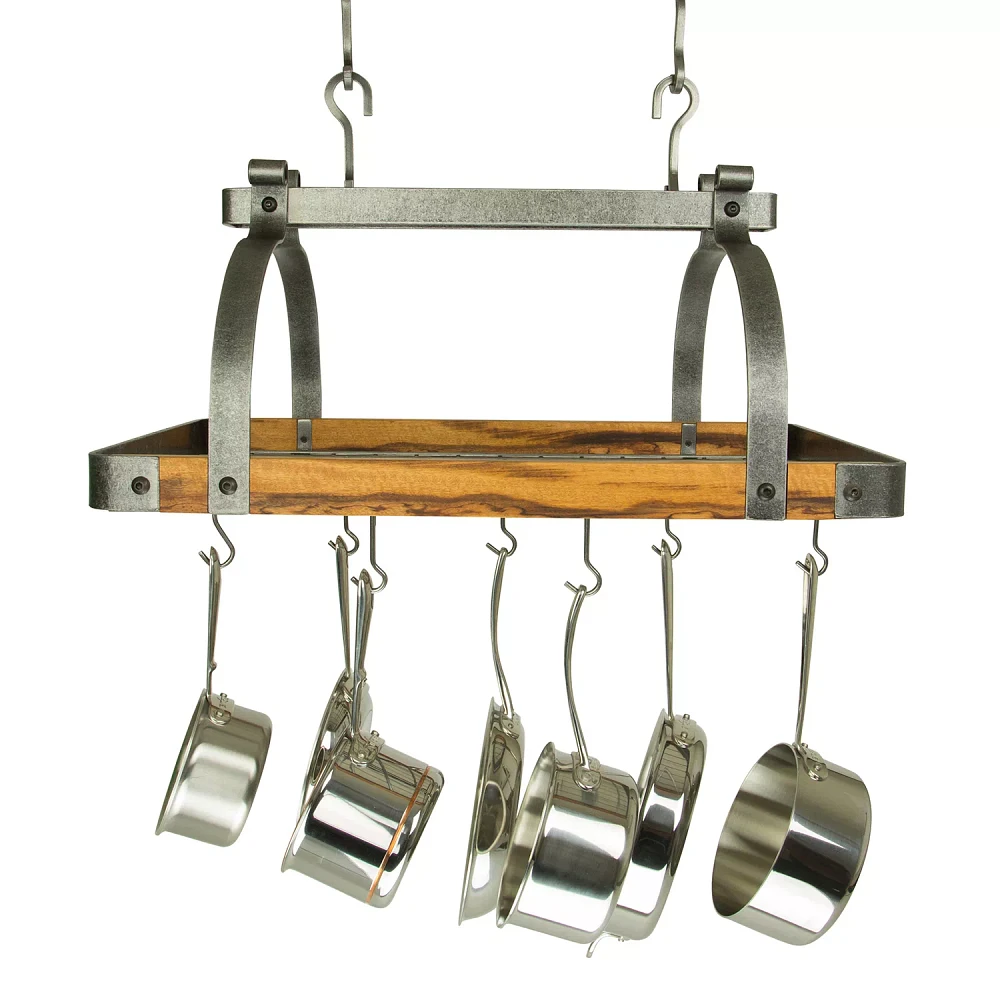Enclume Hammered Steel & Tigerwood Signature Ceiling Pot Rack