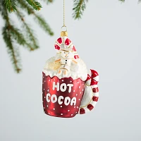 Sur La Table Hot Cocoa Glass Ornament, 4.7"