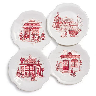 Sur La Table Snowy Lane Appetizer Plates, Set of 4