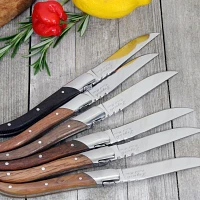 French Home Laguiole Connoisseur Assorted Wood Steak Knives, Set of 6