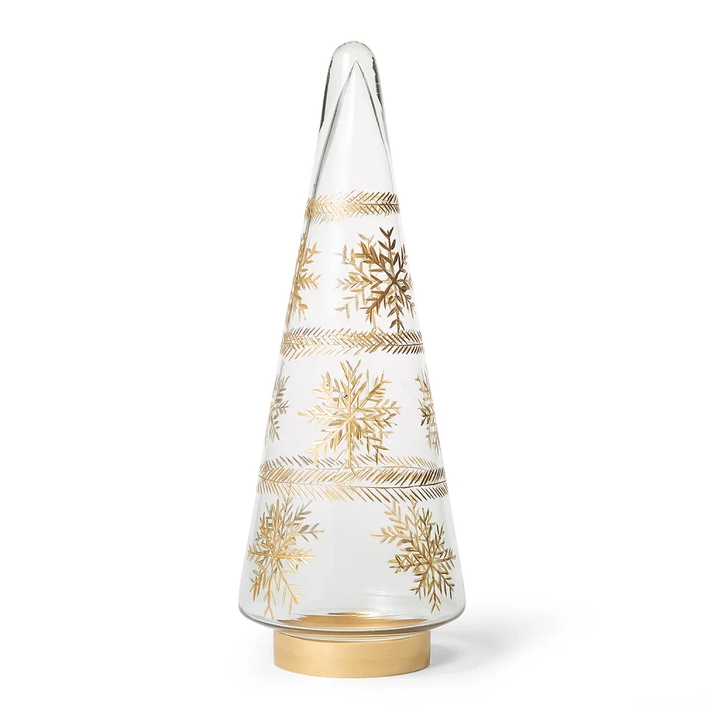 Sur La Table Gold Glass Etched Décor Tree